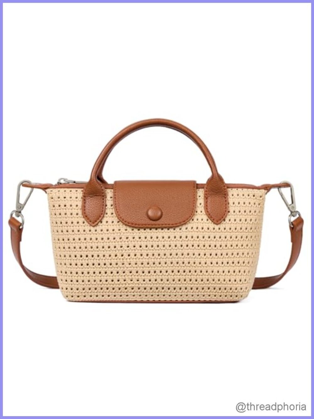 Mini Tote Crossbody Bag Woven Texture Adjustable Strap
